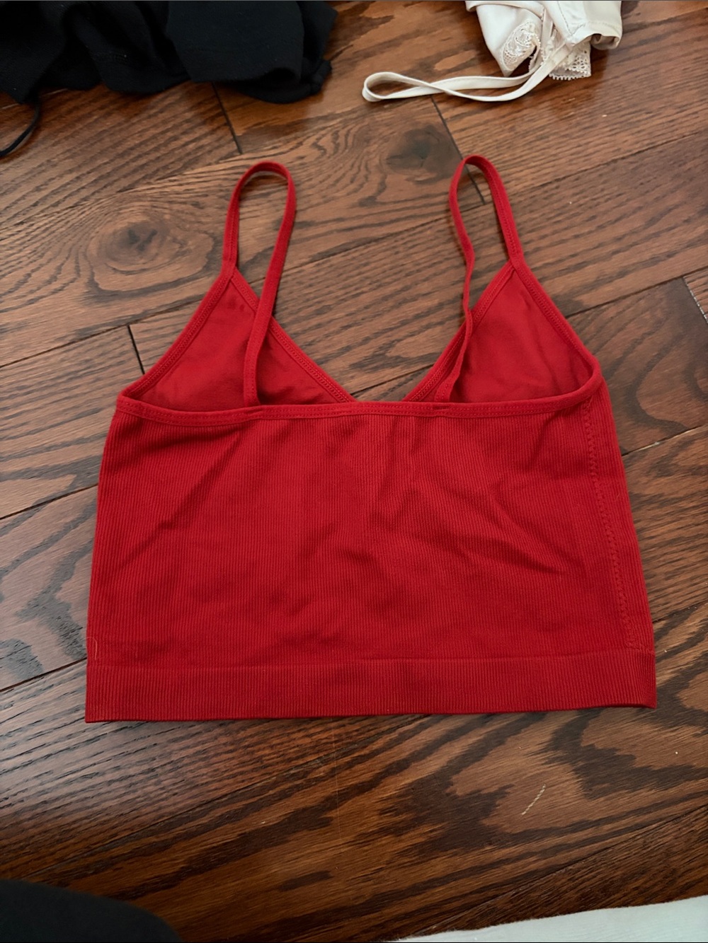 Garage Red Ribbed V-Neck Tank Top - Picture 2 of 3